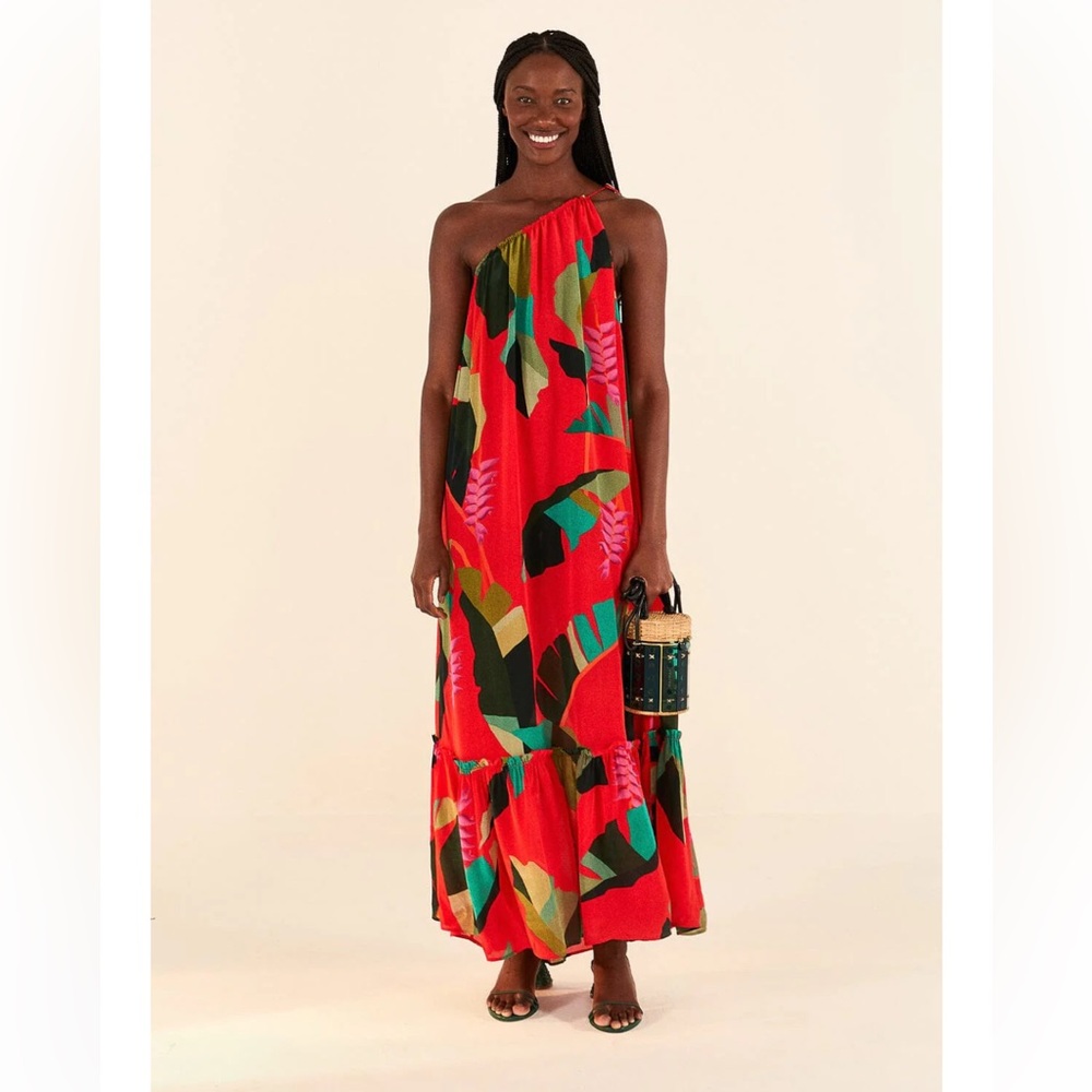 Farm Rio Red Heliconia Maxi Dress